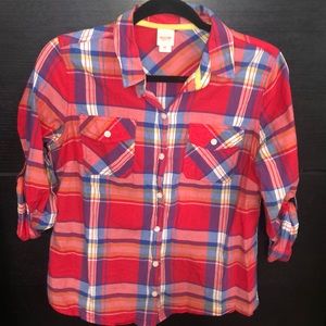Mossimo Womens Woven Multi color Medium Shirt